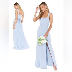 Show Me Your Mum Bridal Gown Blue Stretch Medium Maxi Side Slit Fitted S
